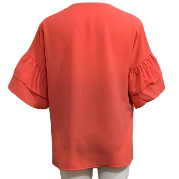 CROSBY by Mollie Burch Satin Flounce Sleeve Top Size Medium - Picture 3 of 8
